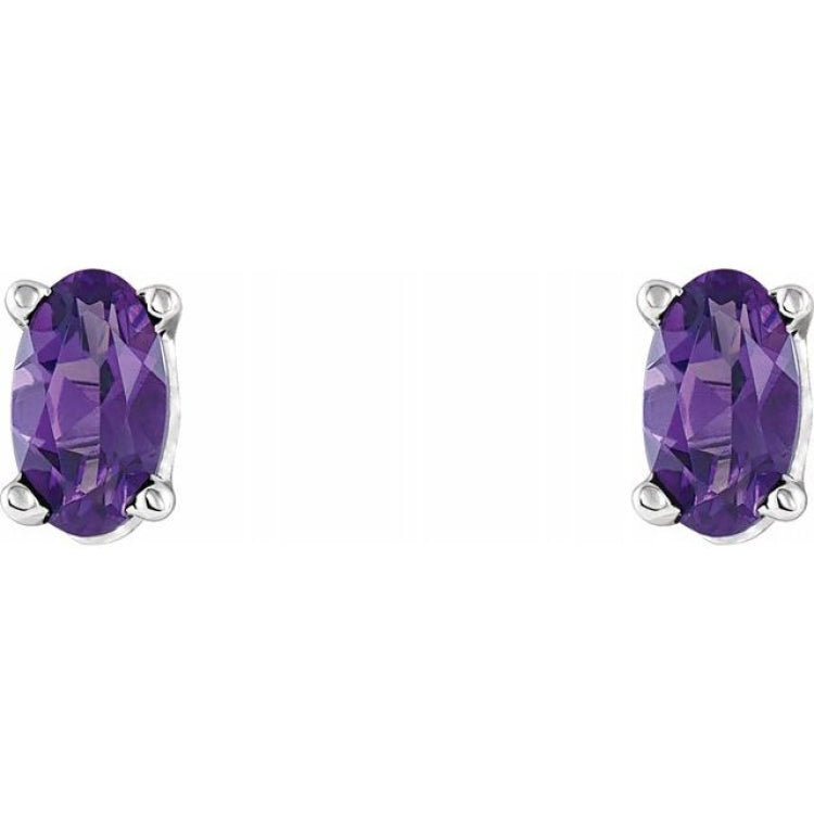 14K White Gold Natural Amethyst Earrings
