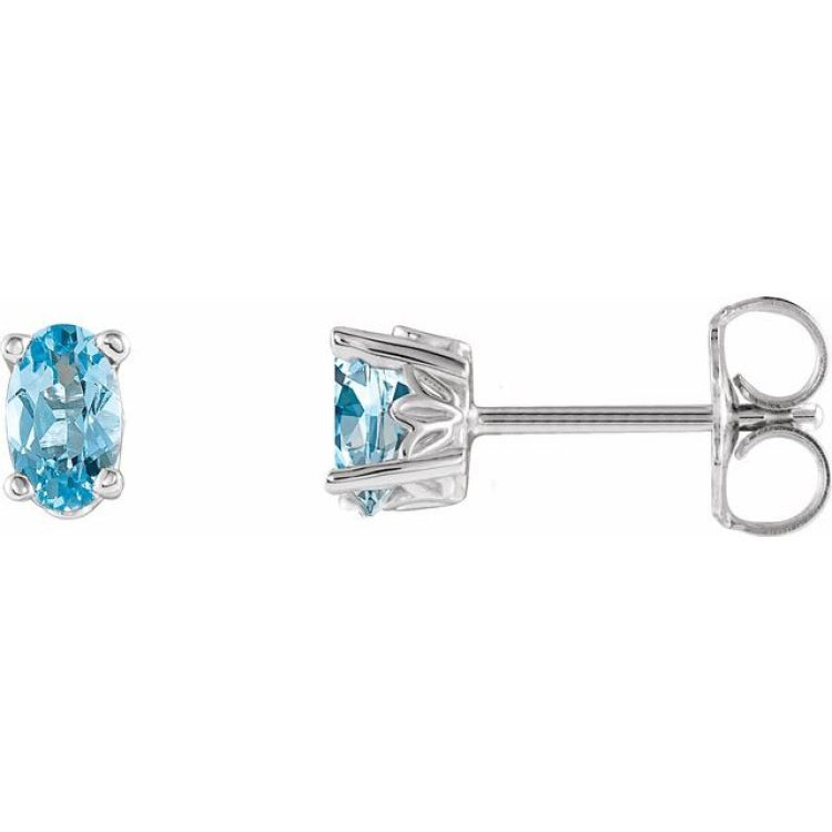 14K White Gold Natural Aquamarine Earrings