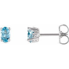 14K White Gold Natural Aquamarine Earrings