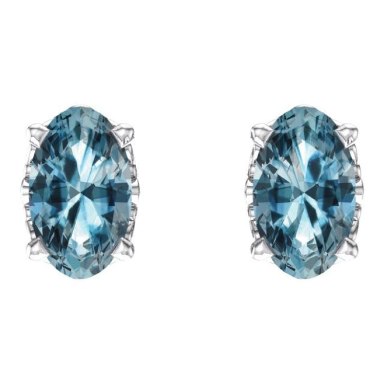 14K White Gold Natural Sky Blue Topaz Earrings