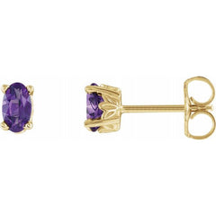 14K Yellow Gold Natural Amethyst Earrings