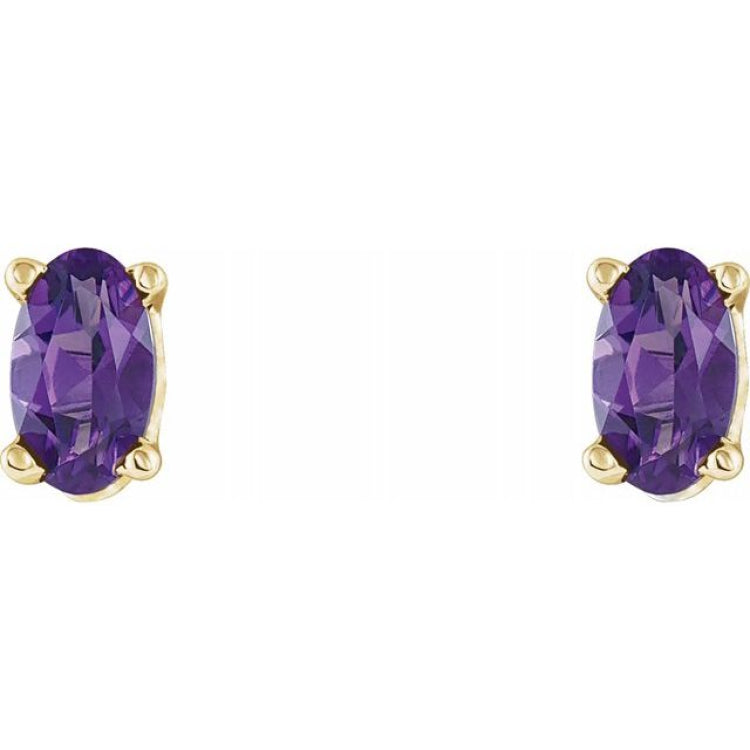 14K Yellow Gold Natural Amethyst Earrings