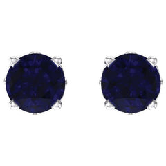 14K White Gold Lab-Grown Blue Sapphire Scroll Setting® Stud Earrings