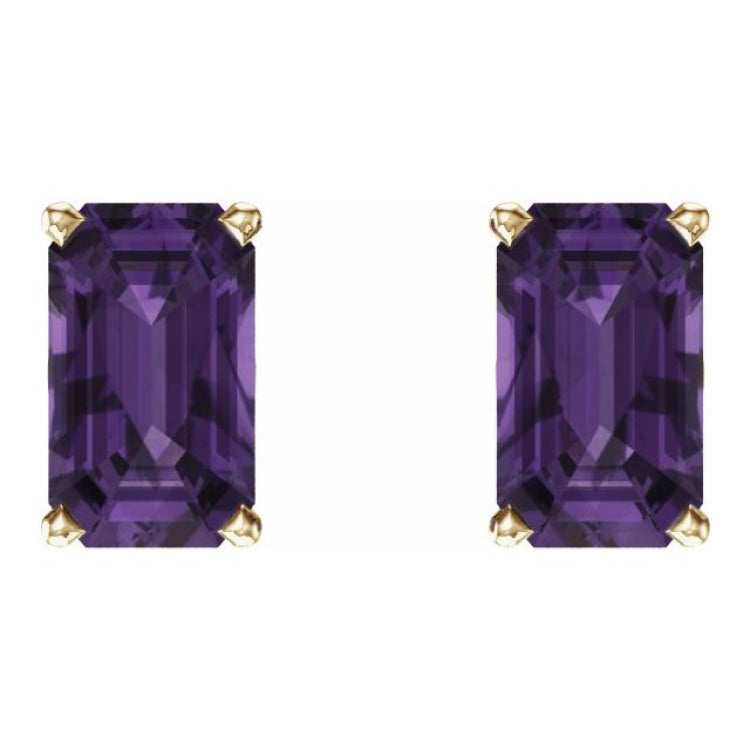 14K Yellow Gold Natural Amethyst Earrings