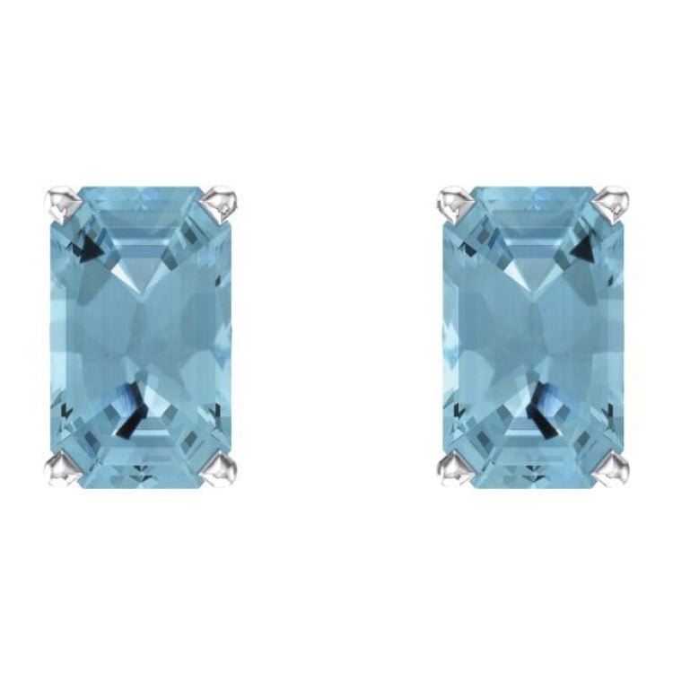 14K White Gold Natural Aquamarine Earrings