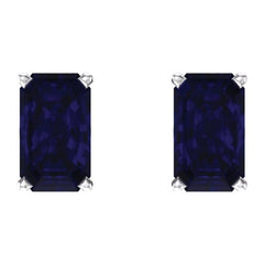 14K White Gold Lab-Grown Blue Sapphire Earrings