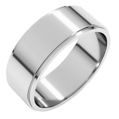 14K White Gold 7 mm Stepped-Edge Flat Band Size 10
