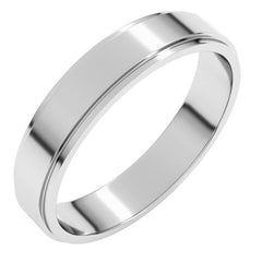 14K White Gold 4 mm Stepped-Edge Flat Band Size 5.5
