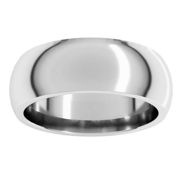 14K White Gold 7 mm Comfort-Fit Half Round Band Size 7.5