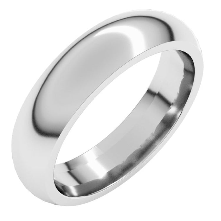 Platinum 5 mm Comfort-Fit Half Round Band Size 11.5