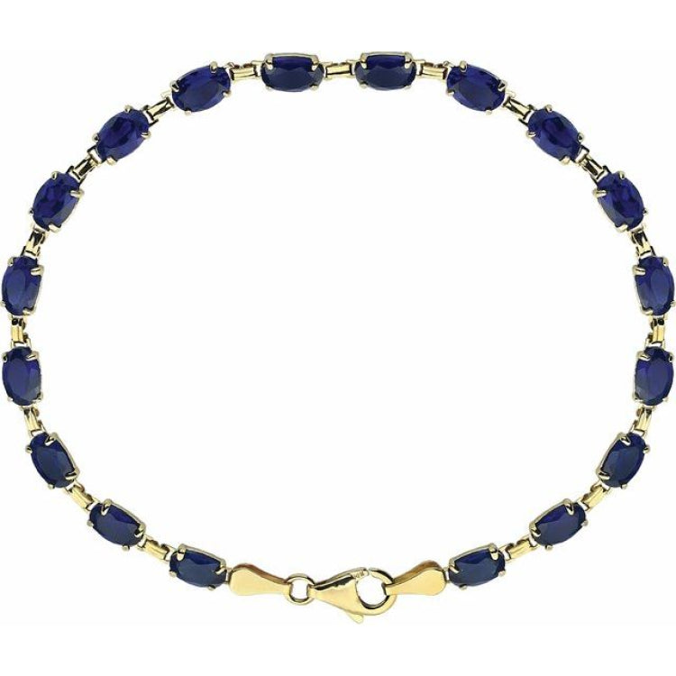 14K Yellow Gold Lab-Grown Blue Sapphire 7 1/4" Bracelet