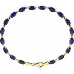 14K Yellow Gold Lab-Grown Blue Sapphire 7 1/4" Bracelet