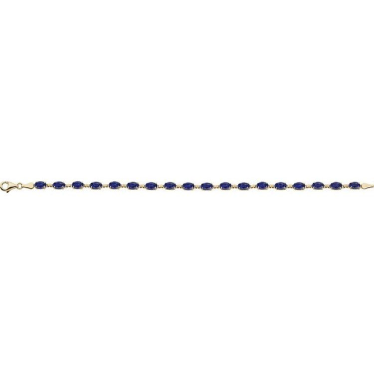 14K Yellow Gold Lab-Grown Blue Sapphire 7 1/4" Bracelet