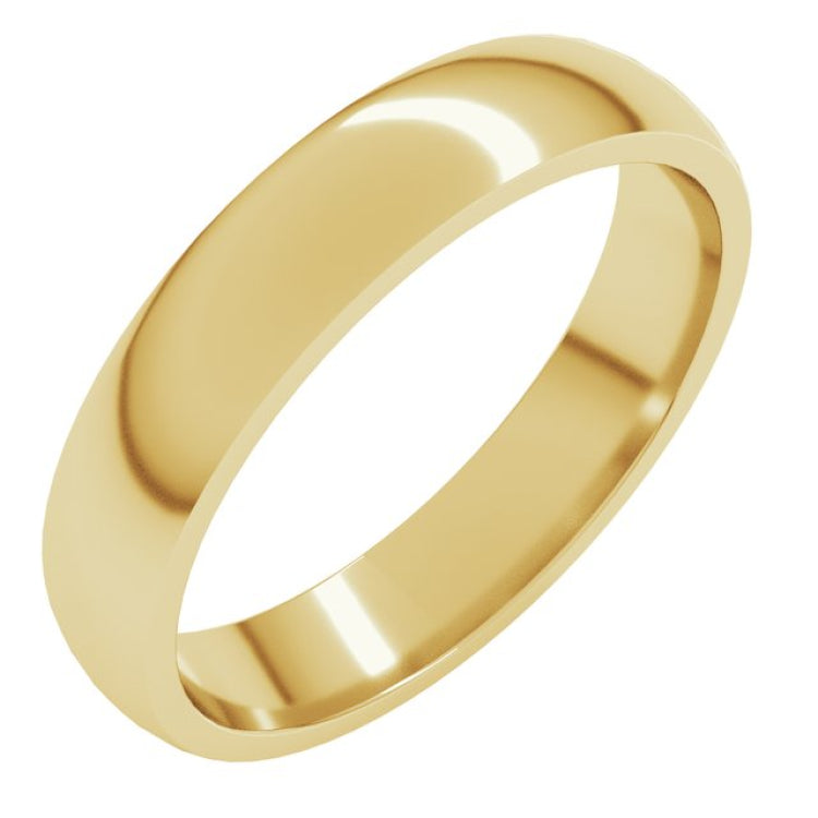 14K Yellow Gold 4 mm Lightweight Comfort-Fit Half Round Band Size 7