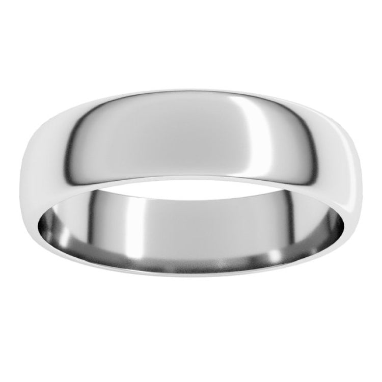 14K White Gold 5 mm Lightweight Half Round Band Size 7