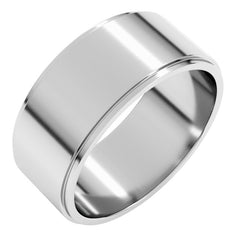 10K White Gold 8 mm Stepped-Edge Flat Band Size 9