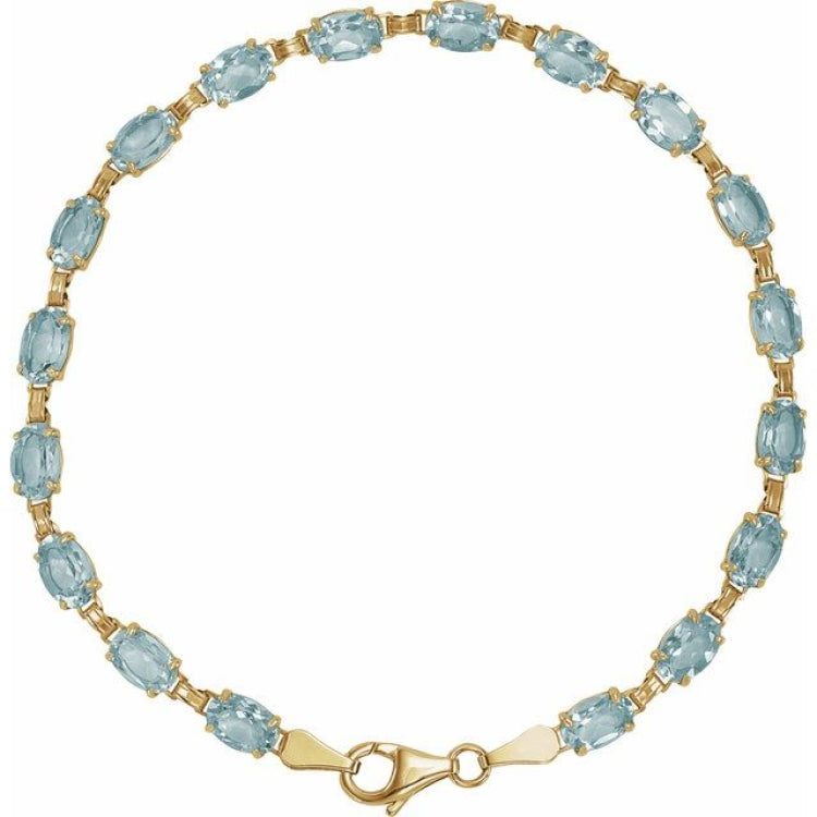14K Yellow Gold Natural Sky Blue Topaz 7 1/4" Bracelet