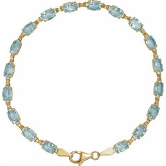 14K Yellow Gold Natural Sky Blue Topaz 7 1/4" Bracelet