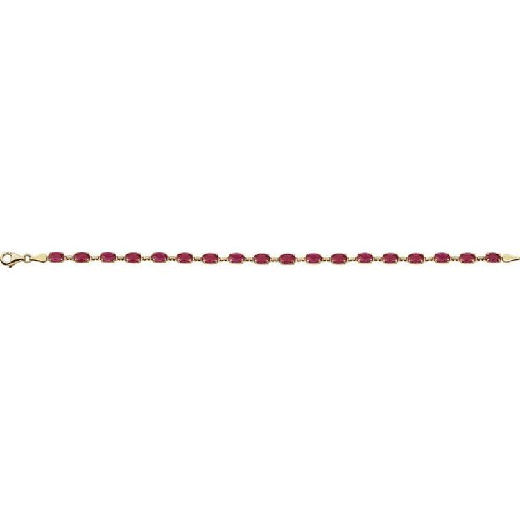 14K Yellow Gold Lab-Grown Ruby 7 1/4" Bracelet