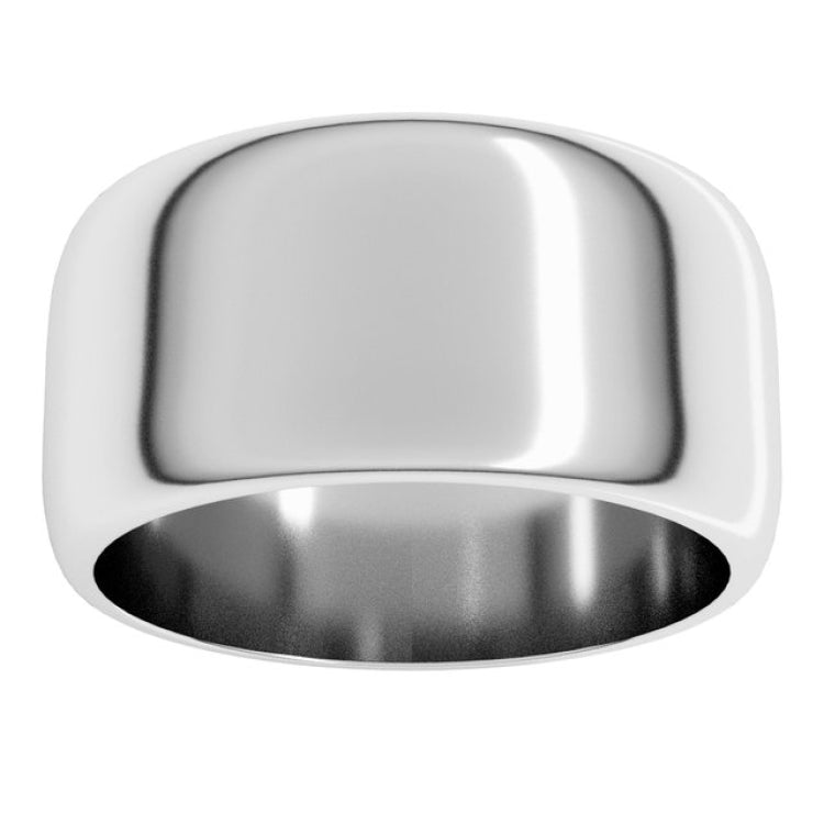 10K White Gold 10 mm Half Round Band Size 6
