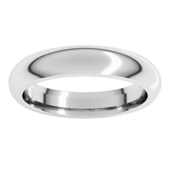 10K White Gold 4 mm Comfort-Fit Half Round Band Size 9.5