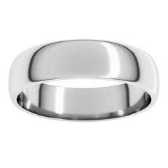 10K White Gold 5 mm Lightweight Half Round Band Size 10.5