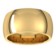14K Yellow Gold 10 mm Comfort-Fit Half Round Band Size 9