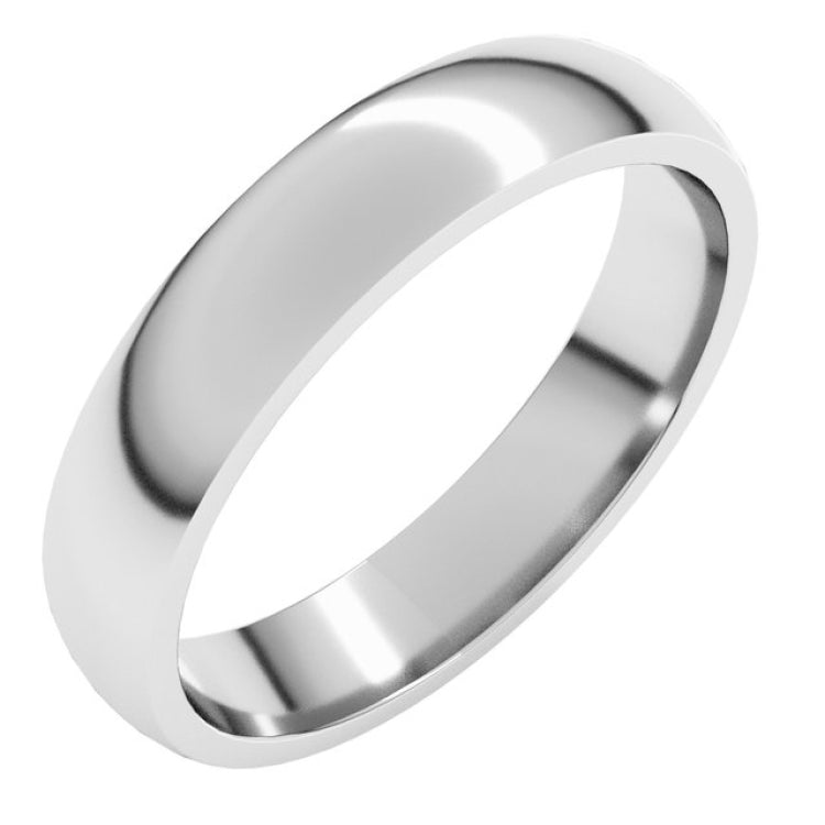 10K White Gold 4 mm Lightweight Comfort-Fit Half Round Band Size 6.5