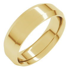 14K Yellow Gold 6 mm Beveled-Edge Comfort-Fit Flat Band Size 8.5