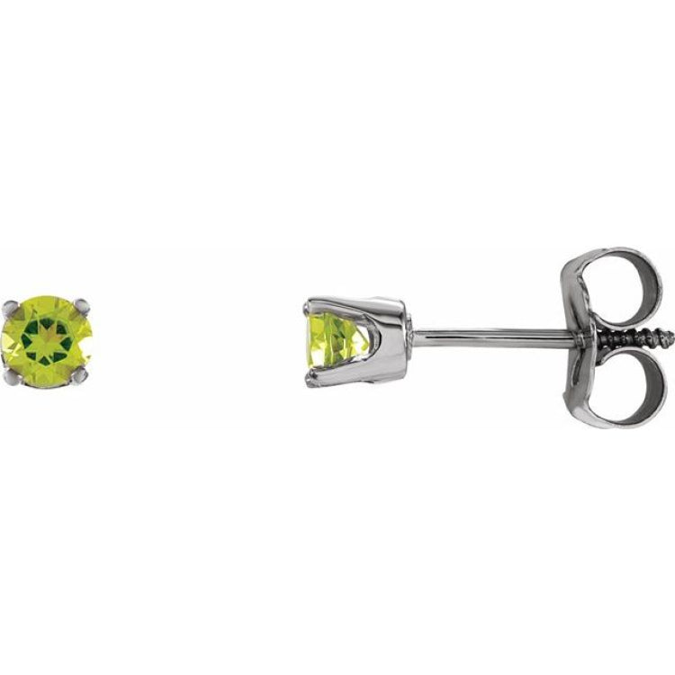 14K White Gold Natural Peridot Youth Earrings