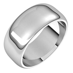 14K White Gold 8 mm Half Round Band Size 9