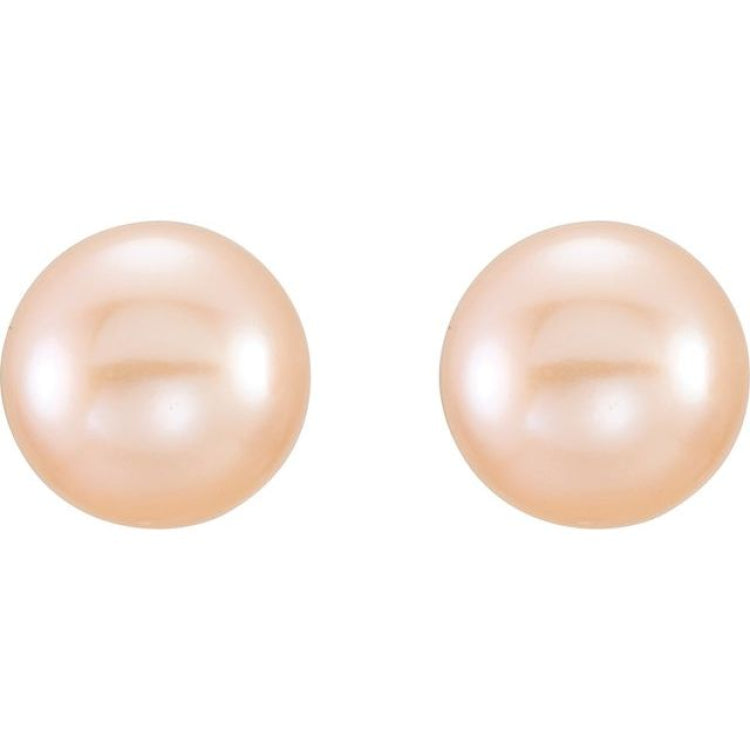 14K Yellow Gold 6-7 mm Cultured Pink Freshwater Pearl Earrings