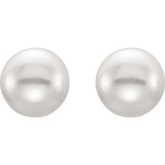 Sterling Silver 5-6 mm Cultured Black Freshwater Button Pearl Earrings