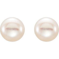 14K Yellow Gold 5-6 mm Cultured White Freshwater Button Pearl Earrings