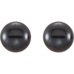 14K Yellow Gold 5-6 mm Cultured Black Freshwater Button Pearl Earrings