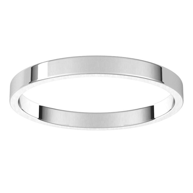 14K White Gold 2 mm Ultra-Lightweight Flat Band Size 6.5