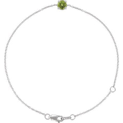 14K White Gold Natural Peridot  6 1/2-7-1/2" Bracelet