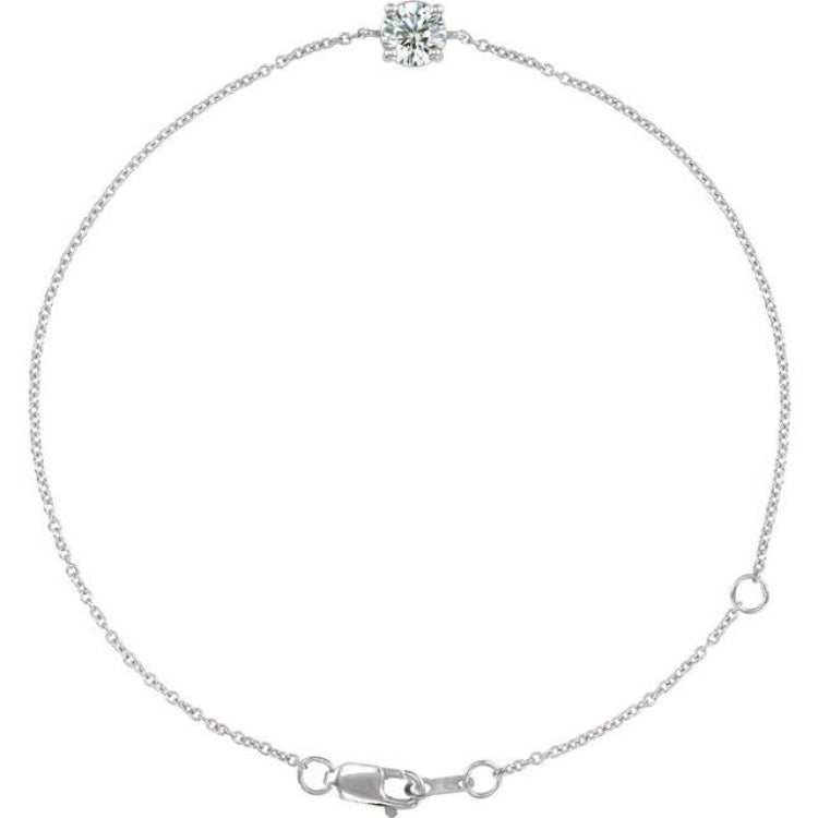 14K White Gold Natural White Sapphire  6 1/2-7-1/2" Bracelet