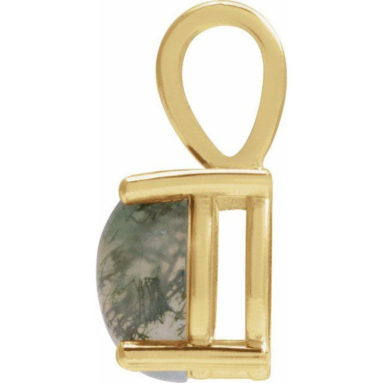 14K Yellow Gold Natural Moss Agate Pendant