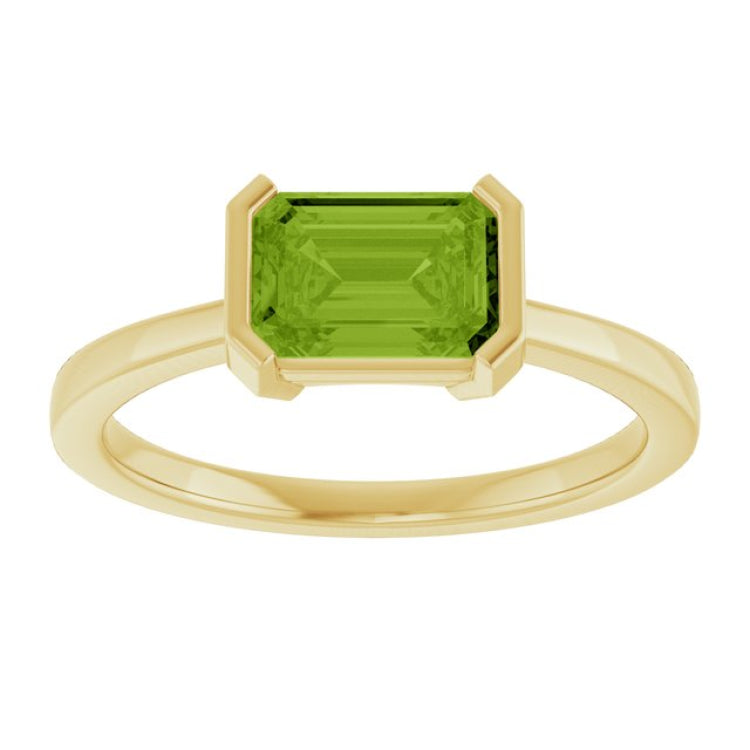 14K Yellow Gold Natural Peridot Ring