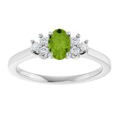 Sterling Silver Natural Peridot & 1/8 CTW Lab-Grown Diamond Ring
