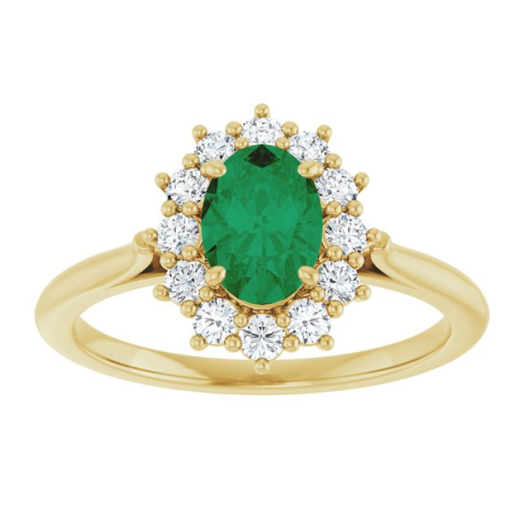 14K Yellow Gold Lab-Grown Emerald & 1/3 CTW Lab-Grown Diamond Ring
