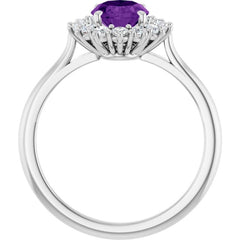 Sterling Silver Natural Amethyst & 1/3 CTW Lab-Grown Diamond Ring