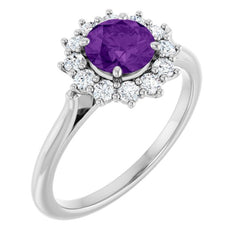 14K White Gold Natural Amethyst & 1/3 CTW Lab-Grown Diamond Ring