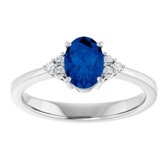 Sterling Silver Lab-Grown Blue Sapphire and .05 CTW Lab-Grown Diamond Ring