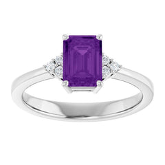 Sterling Silver Natural Amethyst and .05 CTW Lab-Grown Diamond Ring
