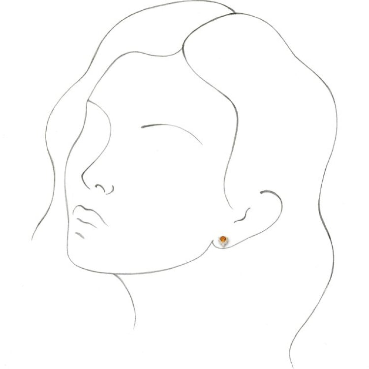 14K Yellow Gold Natural Citrine & 1/6 CTW Natural Diamond Earrings