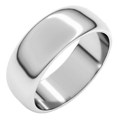 Platinum 7 mm Half Round Band Size 9