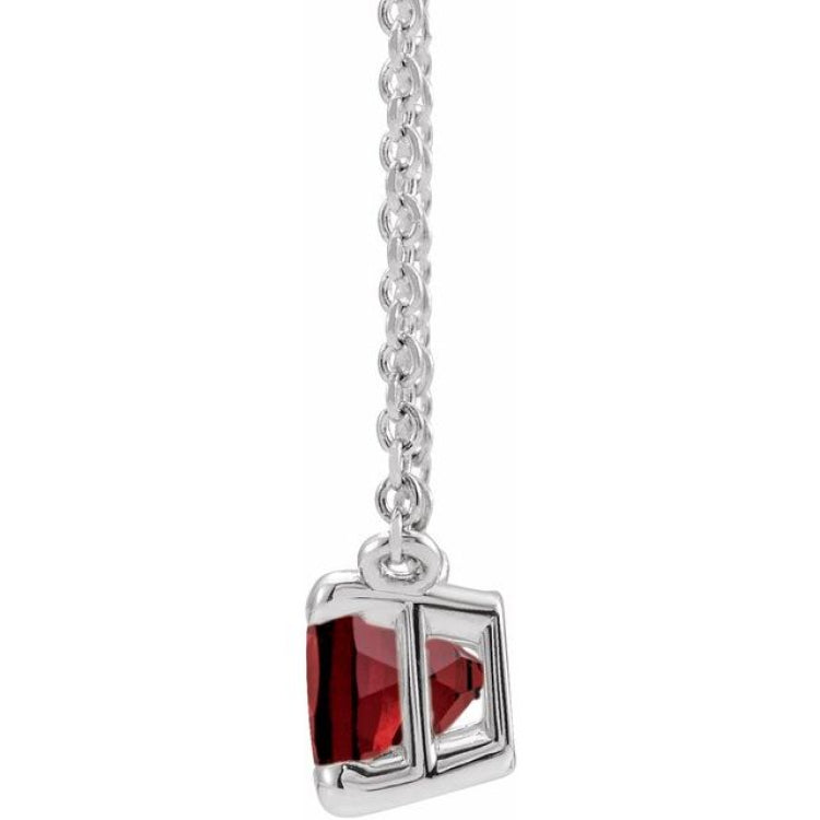14K White Gold Natural Mozambique Garnet 18" Necklace
