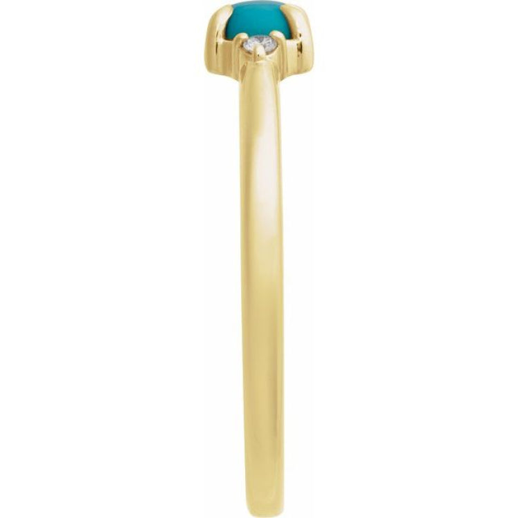 14K Yellow Gold Natural Turquoise & .03 CTW Natural Diamond Ring